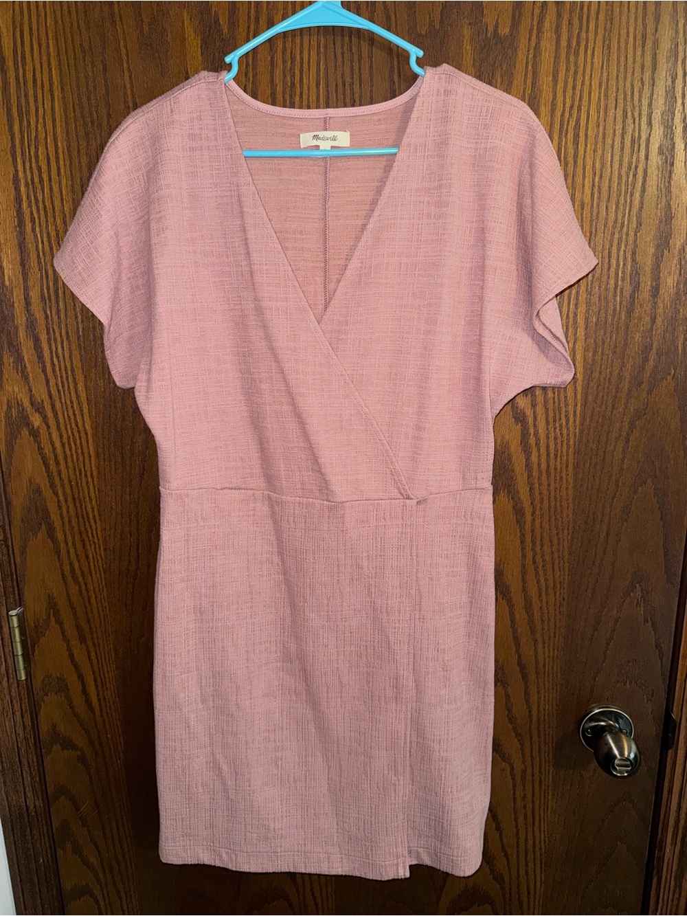 Madewell Dusty Rose Textured Wrap-Style Mini Dress